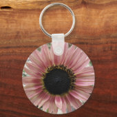 Bleke roze zonnebloem sleutelhanger (Voorkant)