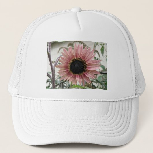 Bleke roze zonnebloem trucker pet (Voorkant)
