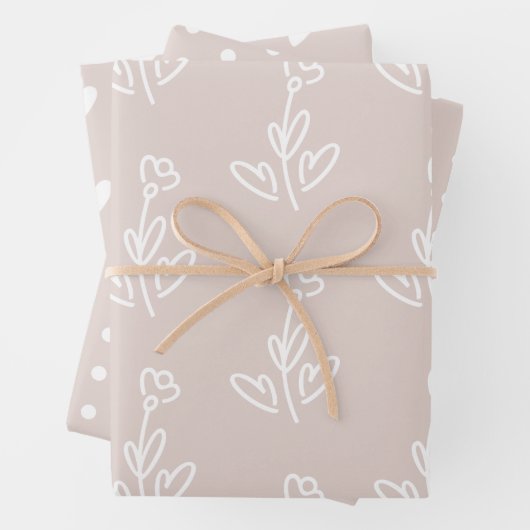 Bleke Rozen bloemen harten pokkadots Inpakpapier Vel (In situ)
