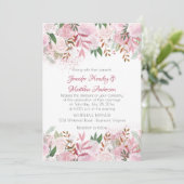 Bleke Rozen en groen Lente bruiloft Kaart (Staand voorkant)