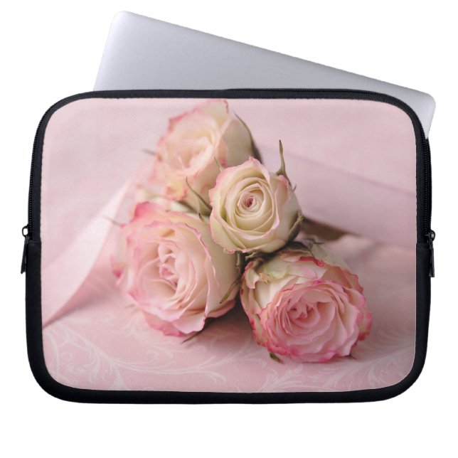 bleke rozen op roze roze roze roze laptophoes laptop sleeve (Voorkant)