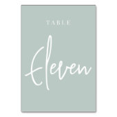 Bleke Sage Green Hand Scripted Table ELEVEN Kaart (Voorkant)