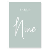 Bleke Sage Green Hand Scripted Table NINE Kaart (Achterkant)