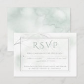 Bleke Sage Green Waterverf Was grijs Wilg RSVP Kaartje (Voorkant / Achterkant)