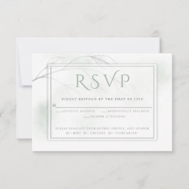 Bleke Sage Green Waterverf Was grijs Wilg RSVP Kaartje