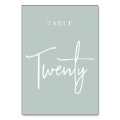 Bleke Sage Hand Scripted Table TWENTY Kaart (Voorkant)