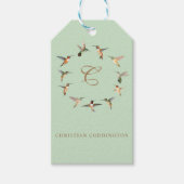 Bleke Sage Monogram Kolibrie Cadeaulabel (Voorkant)