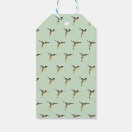 Bleke Sage Monogram Kolibrie Cadeaulabel (Achterkant)