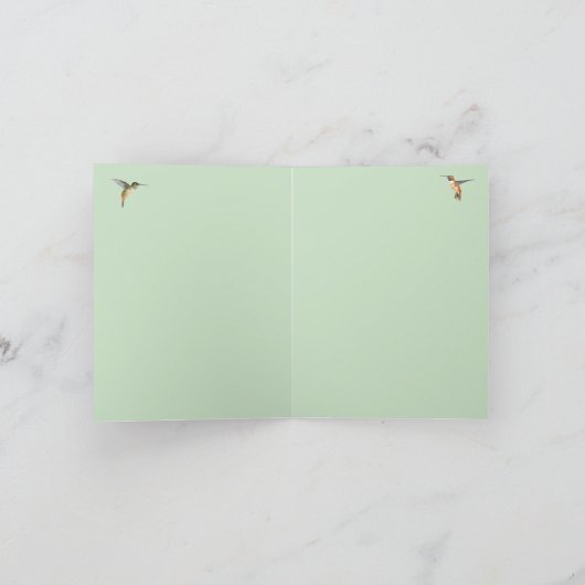 Bleke Sage Monogram Kolibries Note Kaart (Binnen)