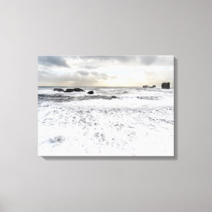 Bleke schuimende oceaan zeegezicht, IJsland Canvas Afdruk