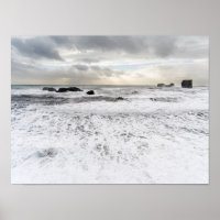 Bleke schuimende oceaan zeegezicht, IJsland