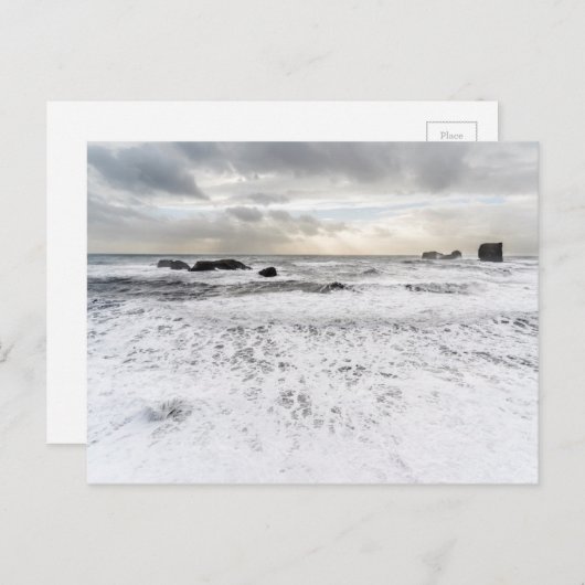 Bleke schuimkaapskop van de oceaan, IJsland Briefkaart (Voorkant / Achterkant)