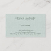 Bleke Seafoam Green Linnen textuur Interieur Desig Visitekaartje (Achterkant)