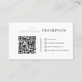 Bleke Silver Gray Calligraphy Script QR-code Visitekaartje (Achterkant)