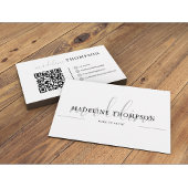 Bleke Silver Gray Calligraphy Script QR-code Visitekaartje