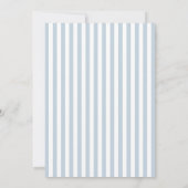 Bleke Stofblauwe en Witte Streep Save The Date (Achterkant)