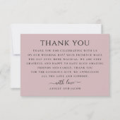 Bleke stoffige roze minimalistische typografie bru bedankkaart (Voorkant)