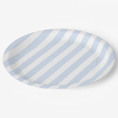 Bleke strepen met blauw en wit snoep papieren bordje (Gekanteld)