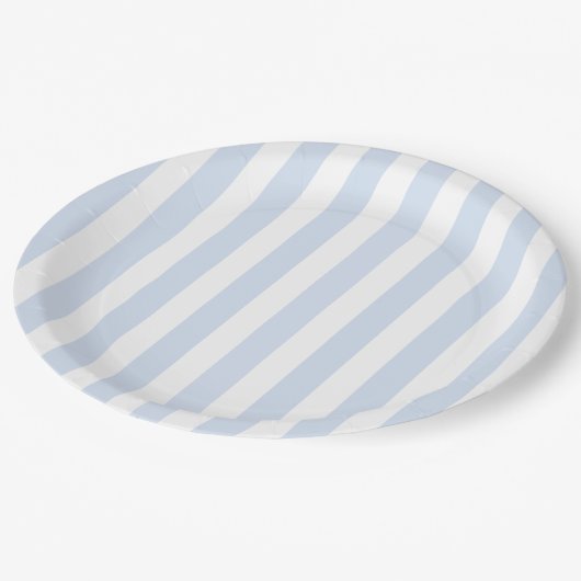 Bleke strepen met blauw en wit snoep papieren bordje (Gekanteld)