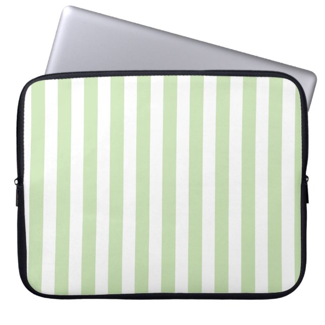 Bleke strepen met groen en wit snoep laptop sleeve (Voorkant)
