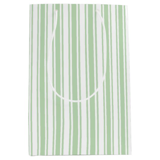 Bleke strepen met groen en wit snoep medium cadeauzakje (Voorkant)