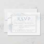 Bleke Stusty Blue Waterverf Was grijs Wilg RSVP Kaartje (Voorkant)