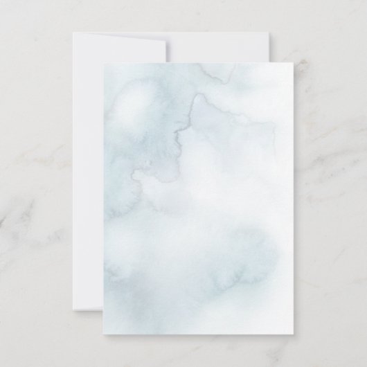 Bleke Stusty Blue Waterverf Was grijs Wilg RSVP Kaartje (Achterkant)