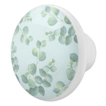 Bleke takken op Zacht Groene Keramische Knob