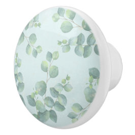 Bleke takken op Zacht Groene Keramische Knob Knop