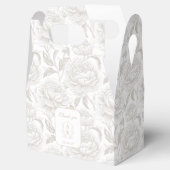 Bleke Taupe Monogram Crest Chinoiserie Peonies Bedankdoosjes (Geopend)