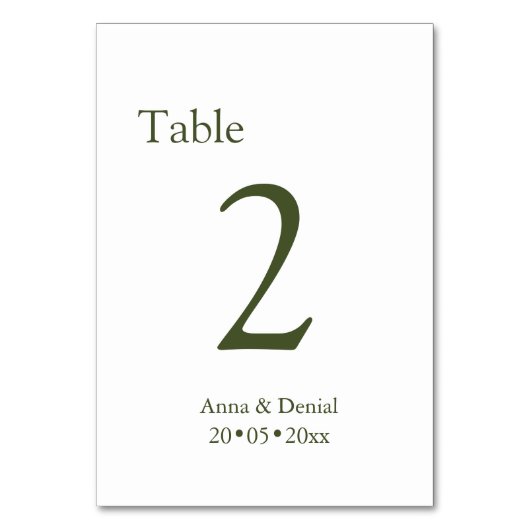 Bleke taupe tafel nummers kaarten (Voorkant)