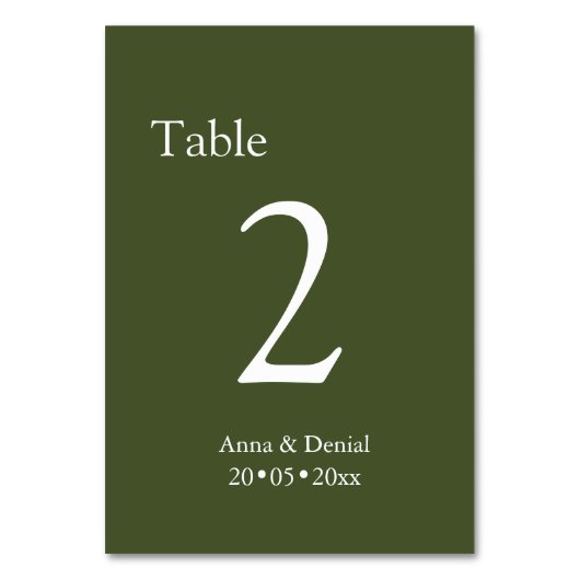 Bleke taupe tafel nummers kaarten (Voorkant)