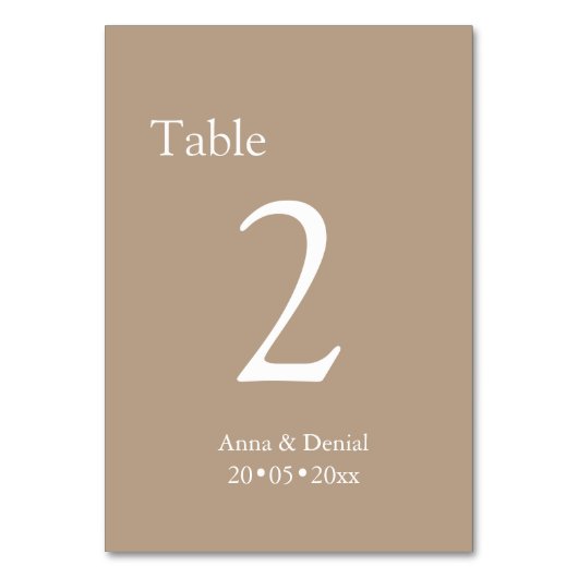 Bleke taupe tafel nummertjes kaarten (Voorkant)