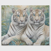 Bleke tijgers in een blauw groen Oerwoud Cadeaupapier (Vlak)