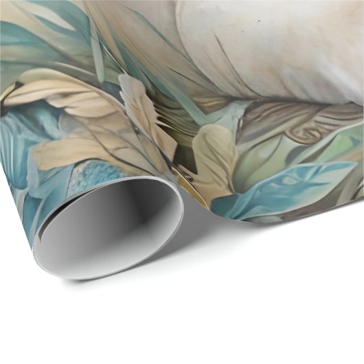 Bleke tijgers in een blauw groen Oerwoud Cadeaupapier (Rol Hoek)