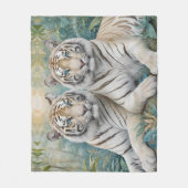Bleke tijgers in een blauw groen Oerwoud Fleece Deken (Voorkant)