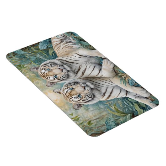 Bleke tijgers in een blauw groen Oerwoud Magneet (Rechterzijde)