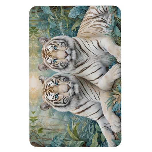 Bleke tijgers in een blauw groen Oerwoud Magneet (Verticaal)