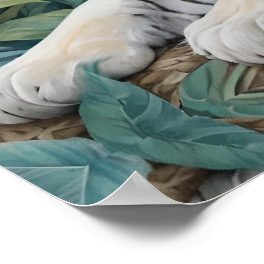 Bleke tijgers in een blauw groen Oerwoud Poster (Hoek)