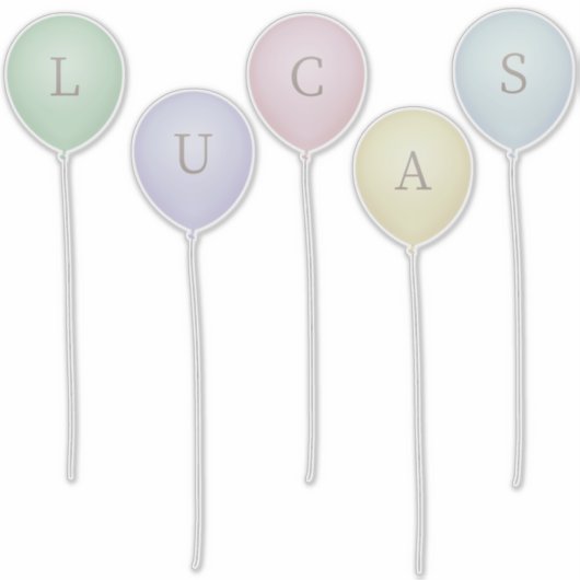 Bleke toneelballonnen aangepaste letters sticker (Voorkant)