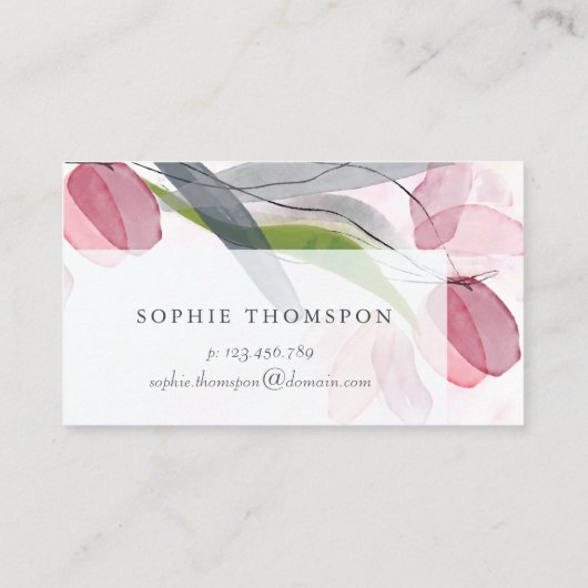 Bleke tulp bloemenelegant visitekaartje (Achterkant)