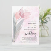 Bleke Tulp Elegante bruiloft Kaart (Staand voorkant)