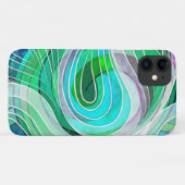 Bleke turquoise en Aqua Doodle met witte lijnen Case-Mate iPhone Case (Achterkant (horizontaal))