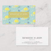 Bleke Turquoise Lemon Floral Pattern Visitekaartje (Voorkant / Achterkant)