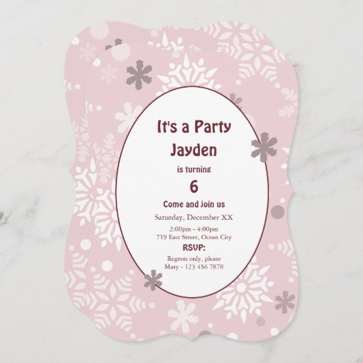 Bleke uitnodiging voor winterfeest op sneeuw (Voorkant / Achterkant)