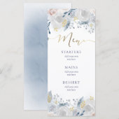 bleke waterverf bloemen bruiloft Menu (Voorkant / Achterkant)