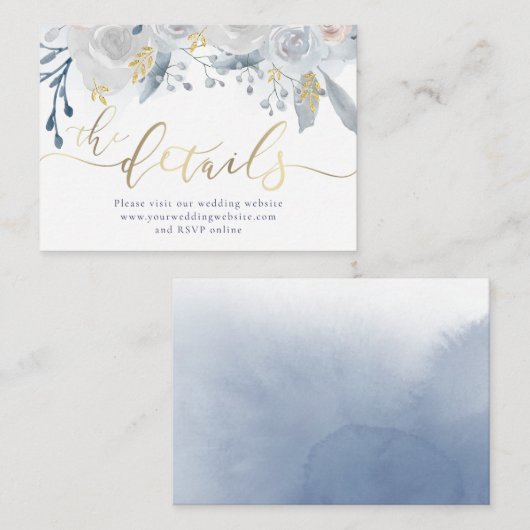 Bleke waterverf bloemen bruiloft website informatiekaartje (Voorkant / Achterkant)