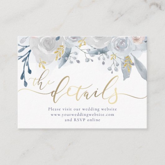 Bleke waterverf bloemen bruiloft website informatiekaartje (Voorkant)