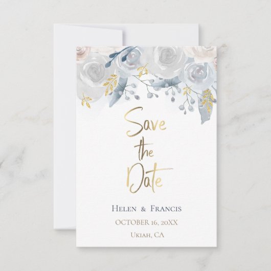 bleke waterverf bloemen Sla de datum op Kaart (Voorkant)