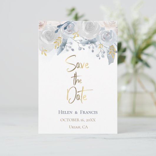 bleke waterverf bloemen Sla de datum op Kaart (Staand voorkant)